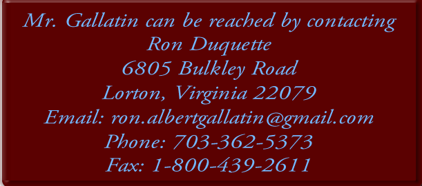 Opens a new message in your default e-mail program to send a message to ron.albertgallatin@gmail.com